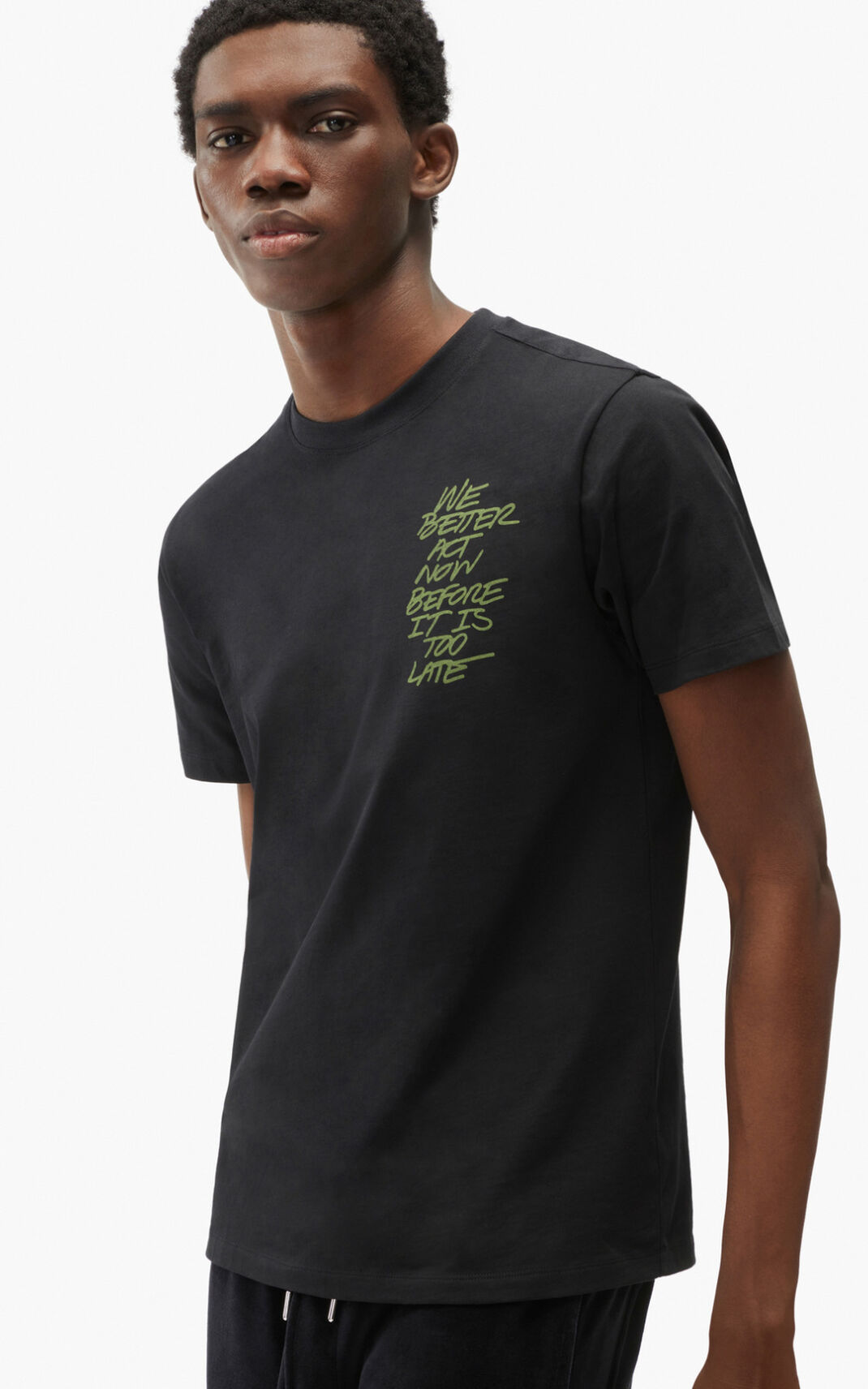 Camisetas Kenzo We better act now Hombre Negras YOD310589